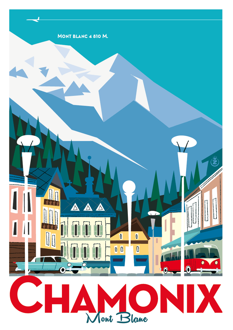 Affiche monsieur Z Chamonix mont blanc, Les alpes 