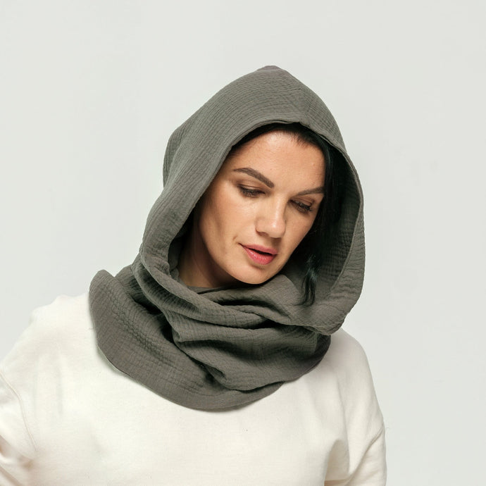 Foulard capuche kaki