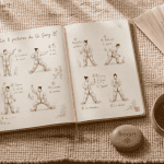 Carnet illustrant les 8 postures du qi gong
