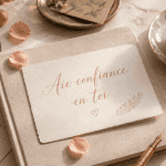 ai confiance en toi carte calligraphiée sur bureau