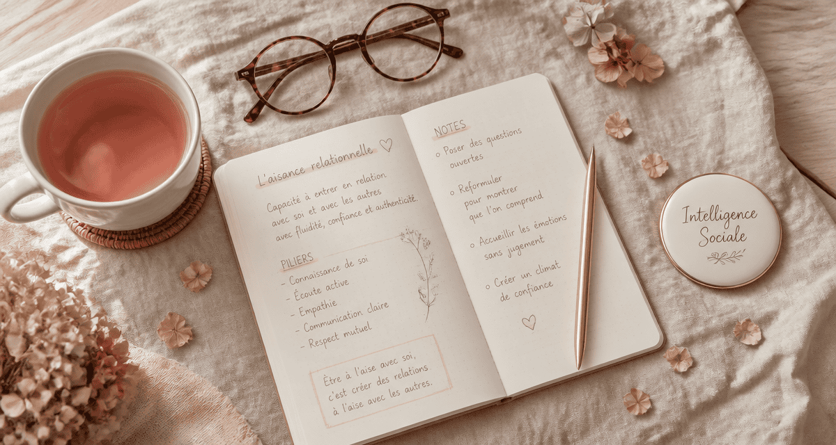 Aisance relationnelle carnet notes et thé