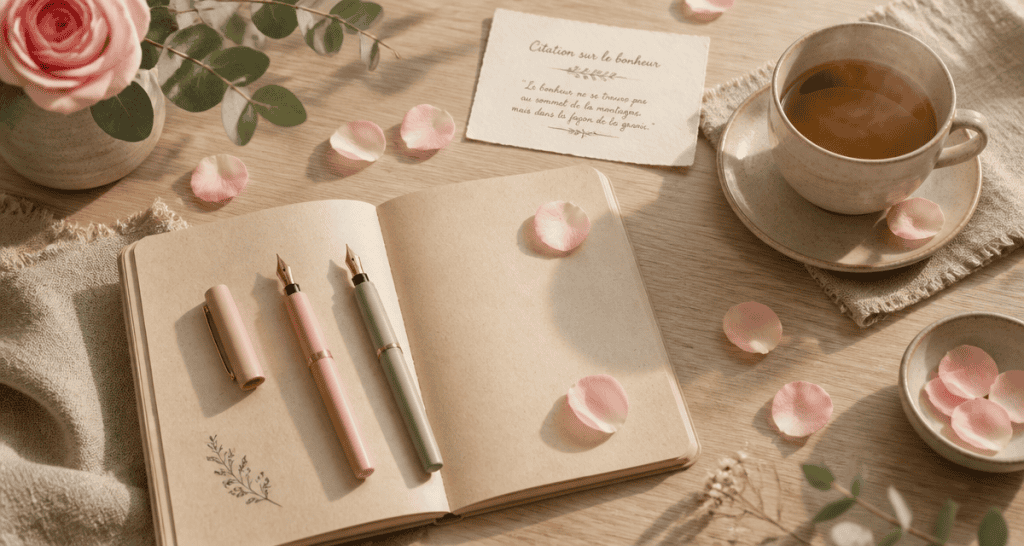 citation sur le bonheur sur bureau lumineux