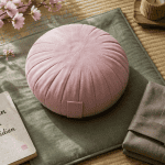 coin zen bouddhiste avec zafu et carnet zazen