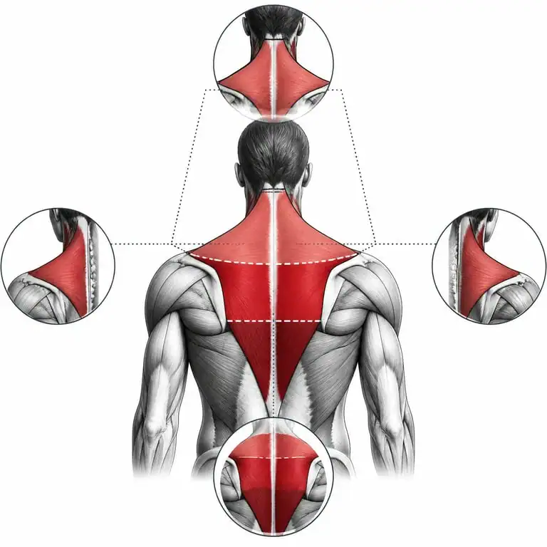 Schéma des zones de tension du muscle trapèze et signification spirituelle