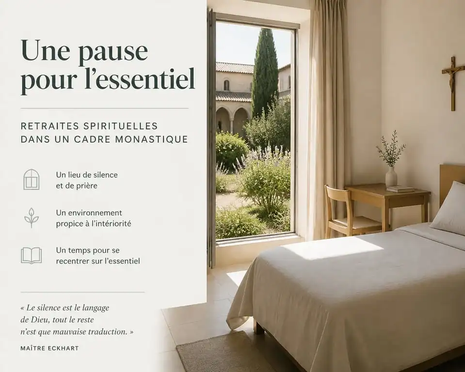 Chambre lumineuse et apaisante pour une retraite spirituelle femme seule