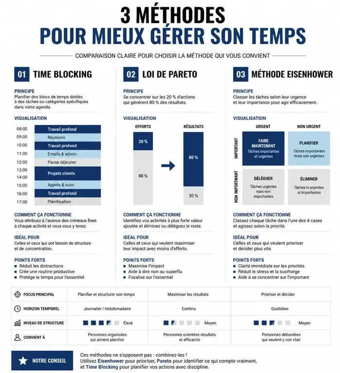 Infographie sur les méthodes de gestion du temps pour un meilleur équilibre de vie