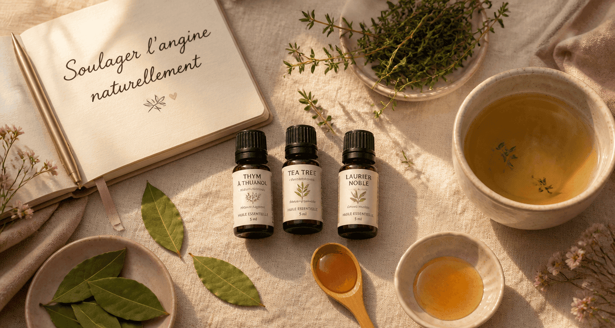 huile essentielle angine flacons miel tisane