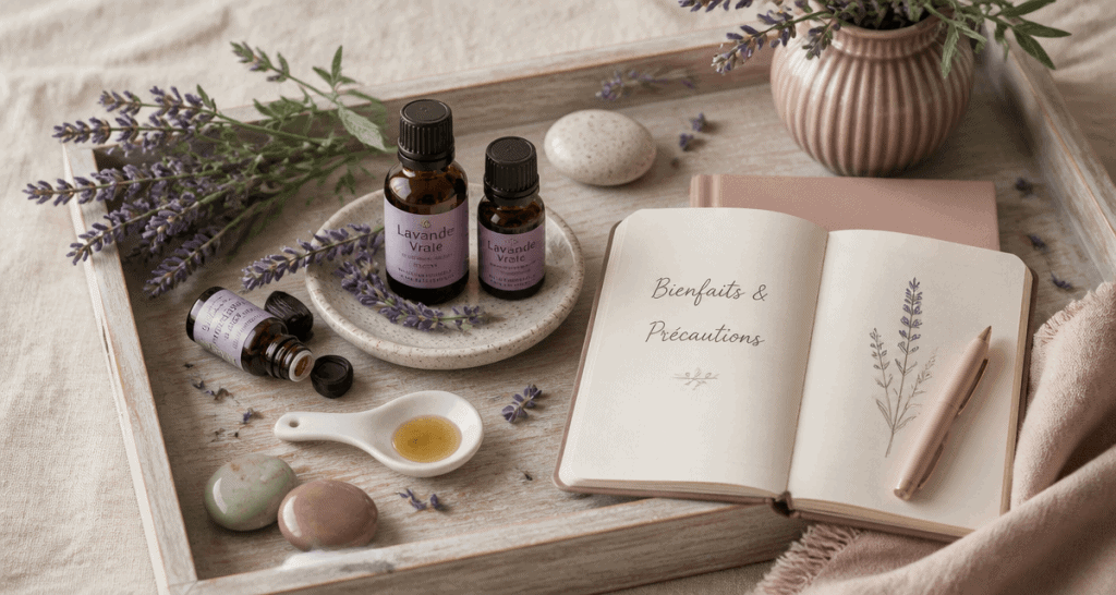 huile essentielle lavande utilisation flacons plateau