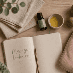 Massage du bas du dos avec accessoires sur table zen