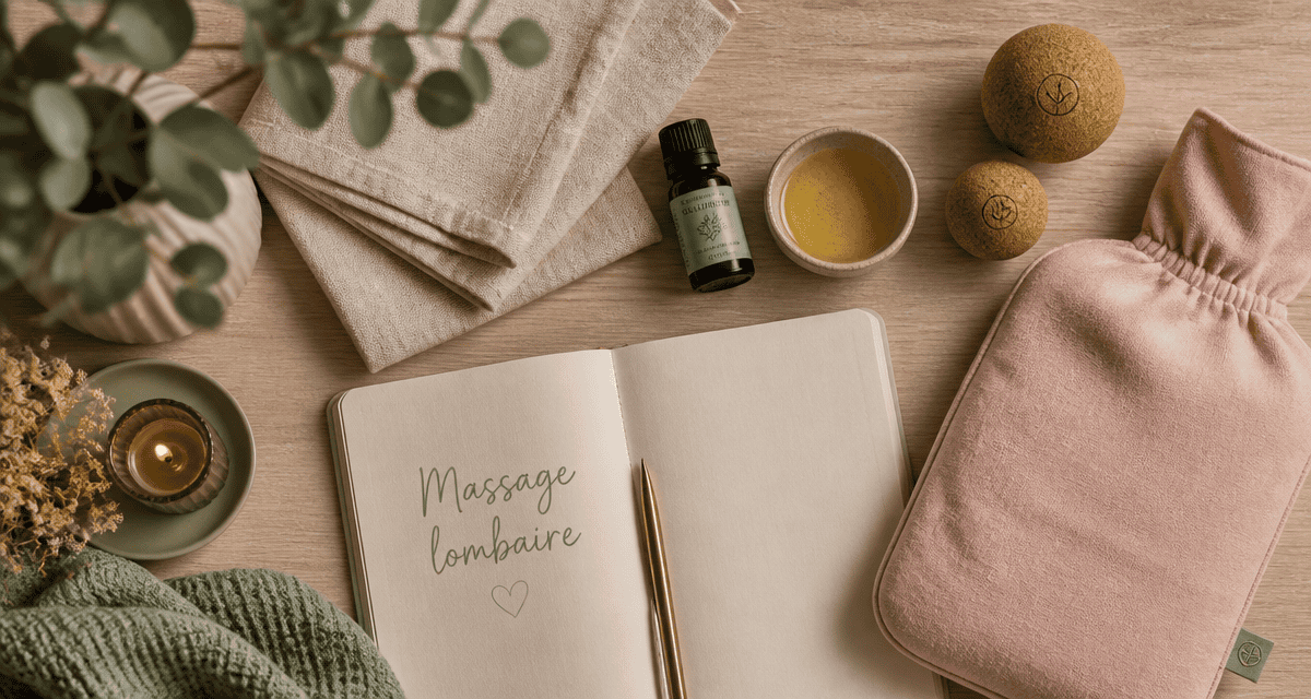 Massage du bas du dos avec accessoires sur table zen