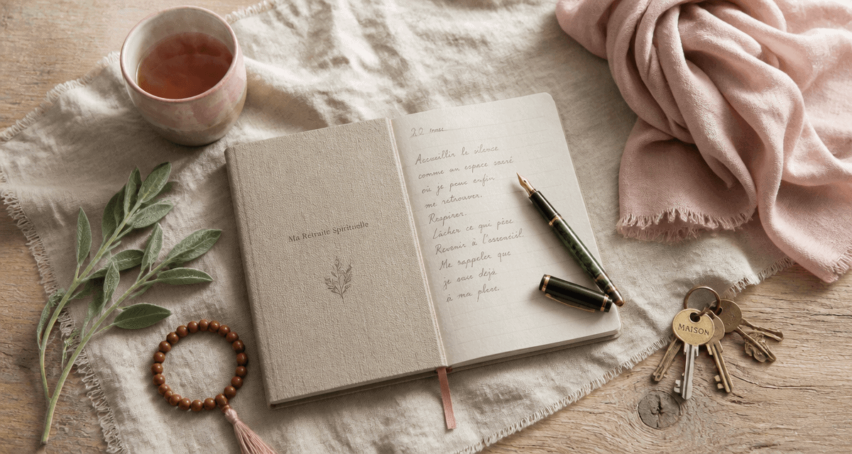 retraite spirituelle femme seule carnet et objets