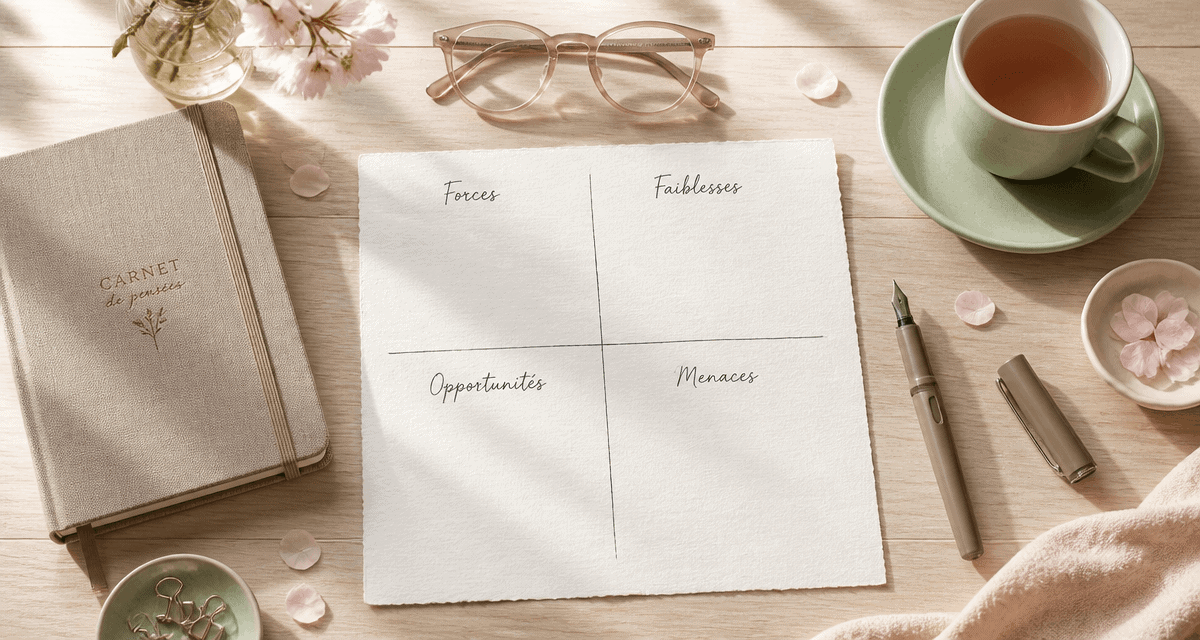 swot personnel quadrants sur bureau élégant