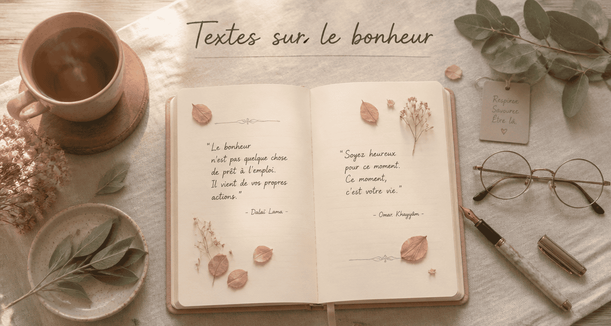 textes sur le bonheur carnet tasse fleurs