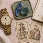 23h33 signification : montre à 23h33, cyanite et fluorite, Tarot