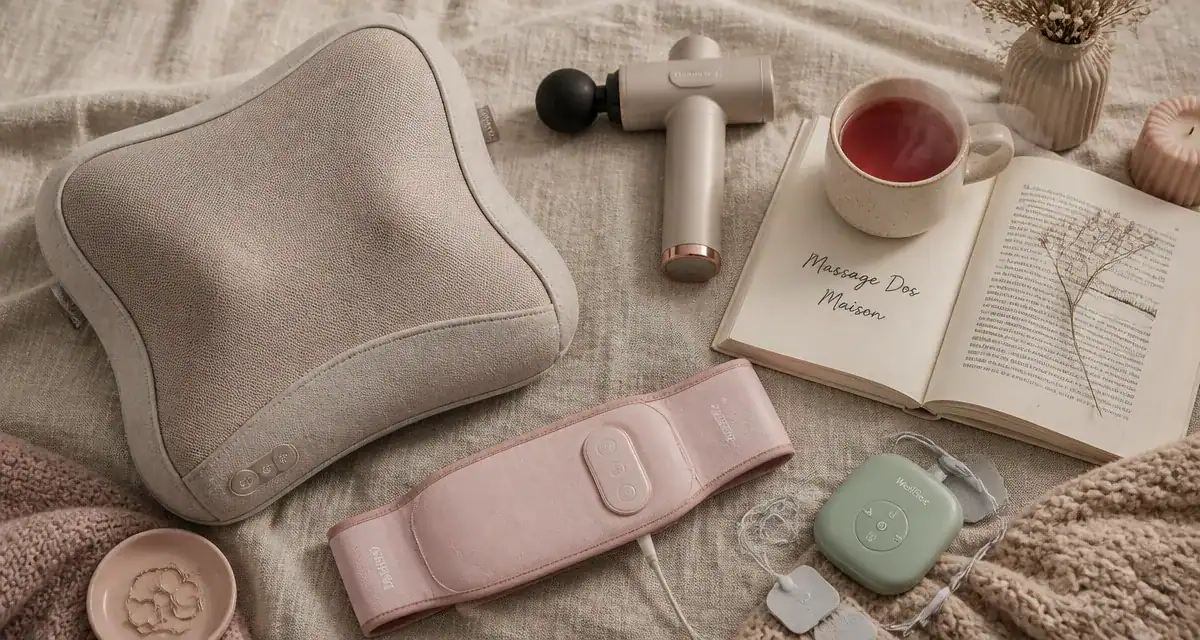 appareil de massage pour le dos sur plaid avec accessoires
