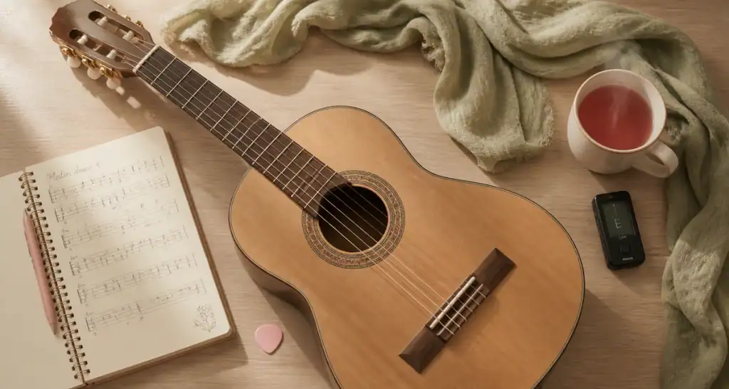 apprendre la guitare à 50 ans guitare carnet tasse