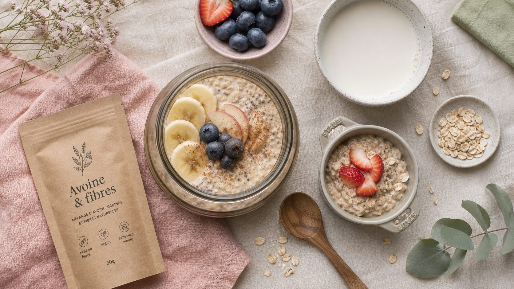 Bienfaits de l avoine : porridge overnight aux fibres, flocons et chia