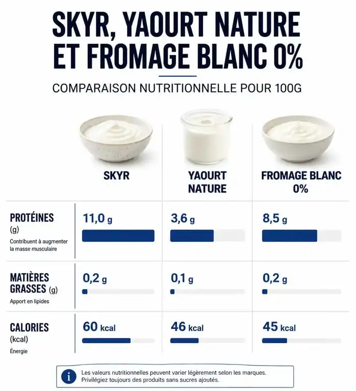 Comparatif nutritionnel : Skyr vs Yaourt vs Fromage blanc