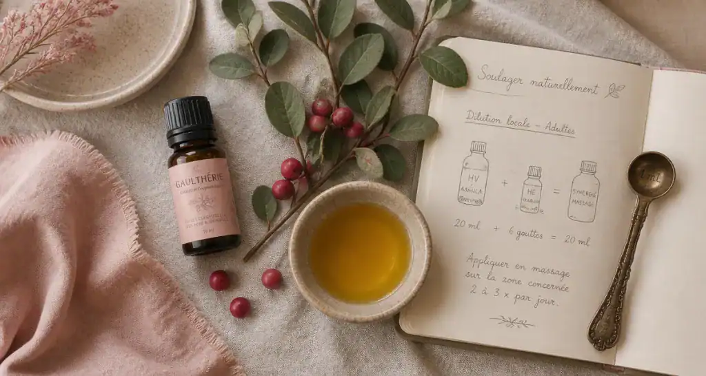 huile essentielle gaulthérie utilisation massage et dilution