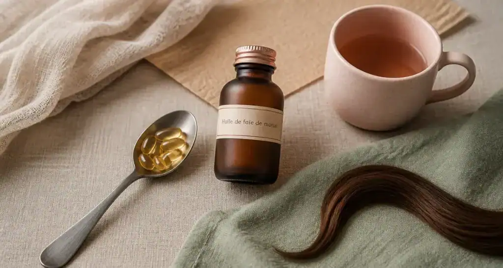 Huile foie de morue : bienfaits cheveux, chute ralentie