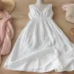 Longue robe blanche été en lin, coton ou dentelle