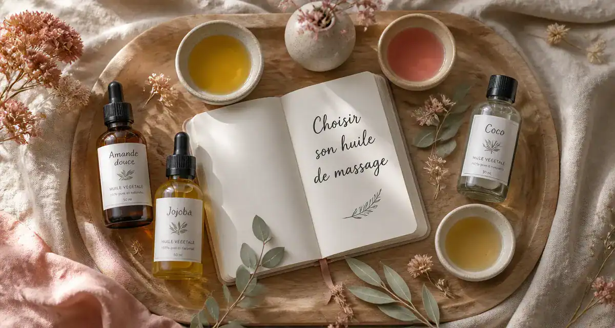 Meilleure huile de massage plateau huiles végétales et carnet