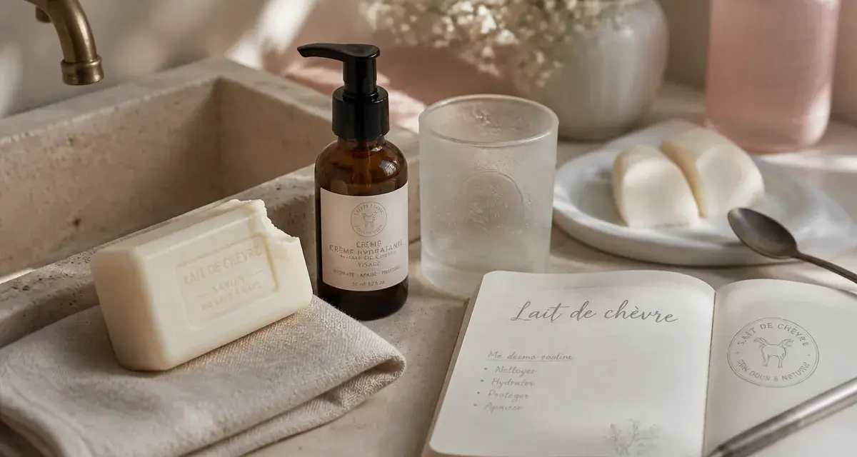 Pin Up Secret avis dermatologue : savon au lait de chèvre sur lavabo