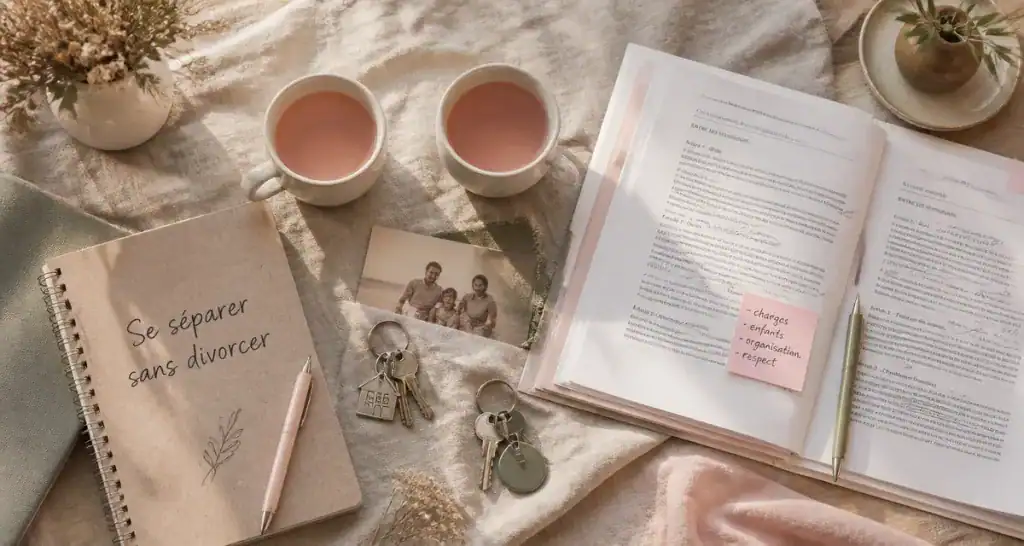 se séparer sans divorcer, objets séparés sur table