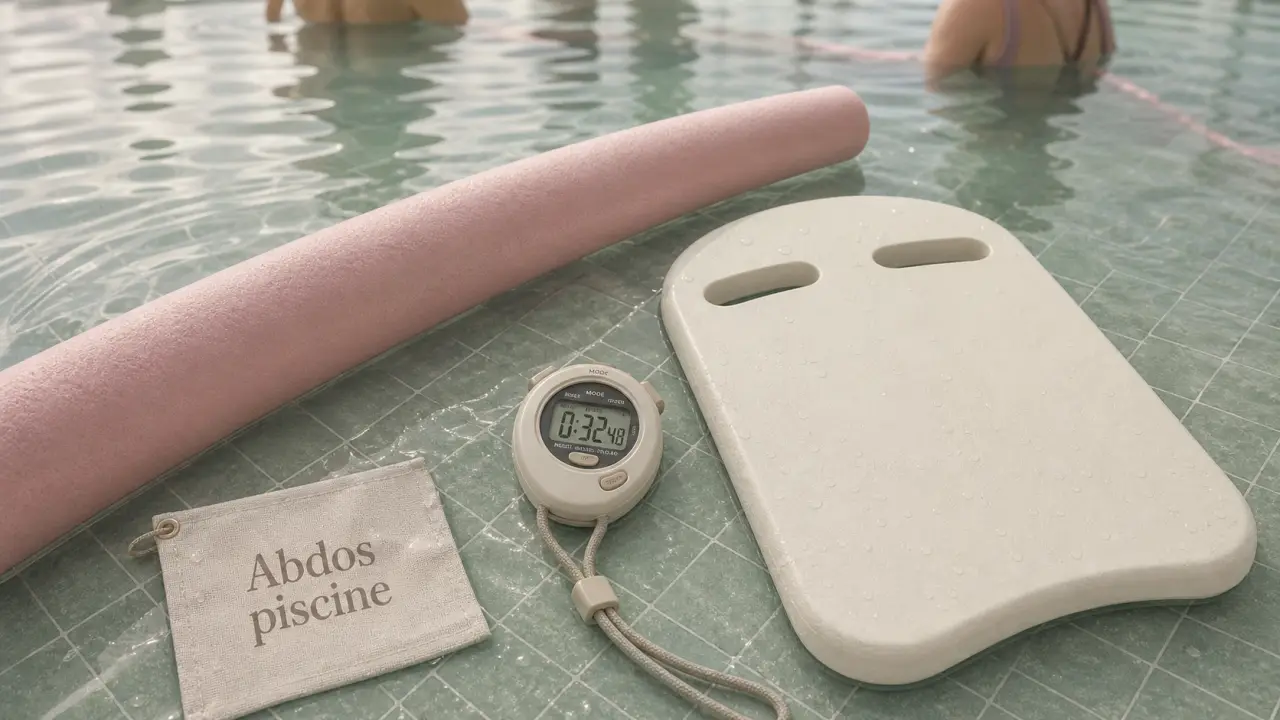 Abdos piscine ventre plat : frite et chronomètre en eau