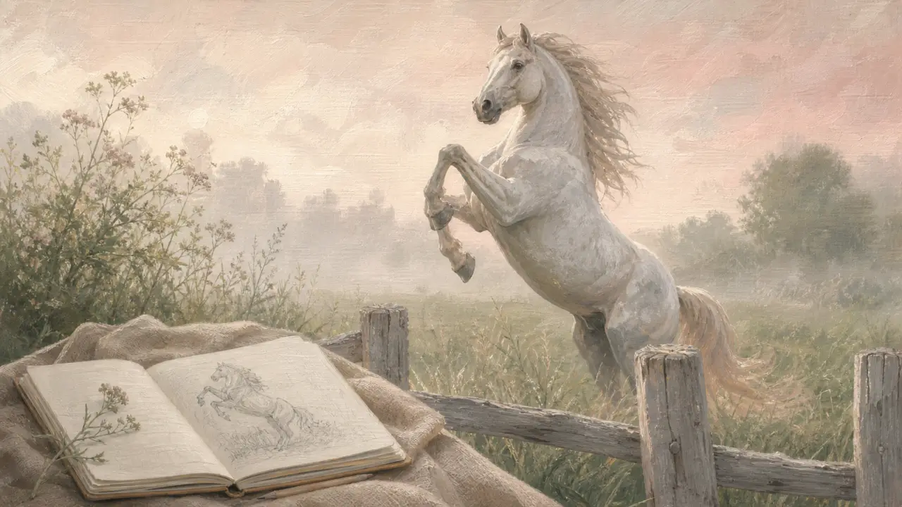 Cheval animal totem : liberté et endurance, peinture gouache