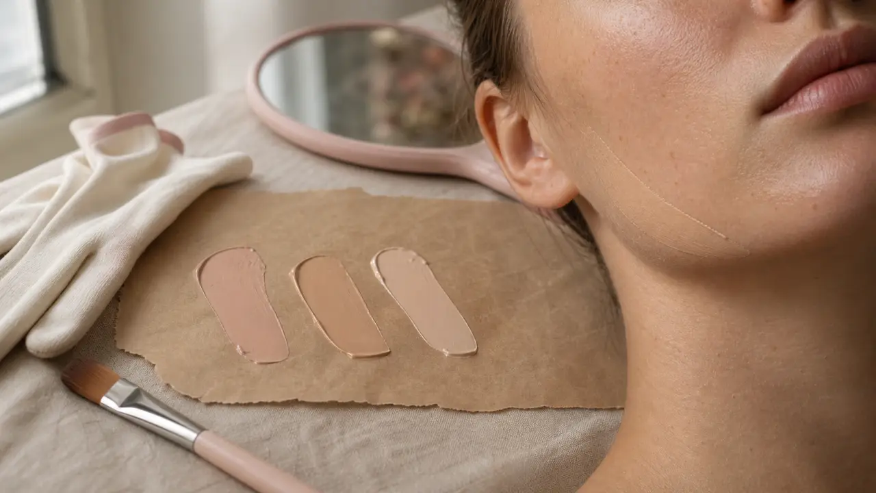 Comment trouver sa teinte de fond de teint : échantillons sur mâchoire et cou