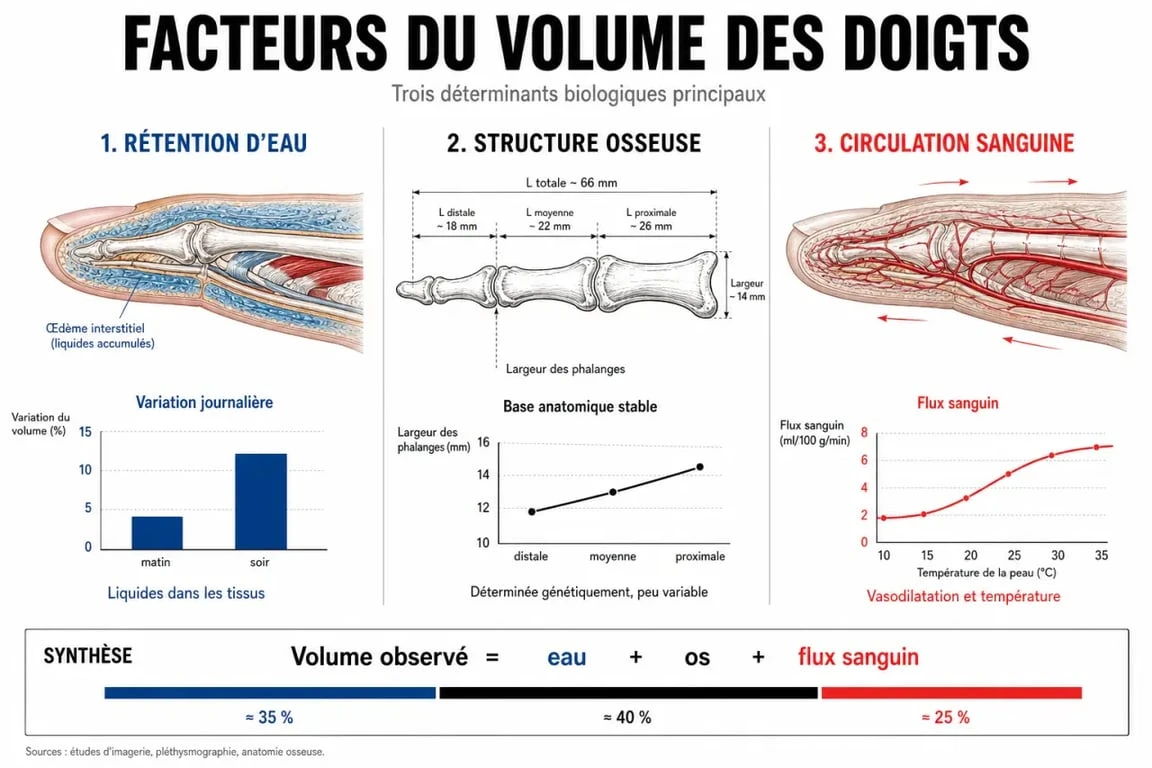 Infographie explicative sur les causes du gonflement des doigts et comment maigrir des doigts