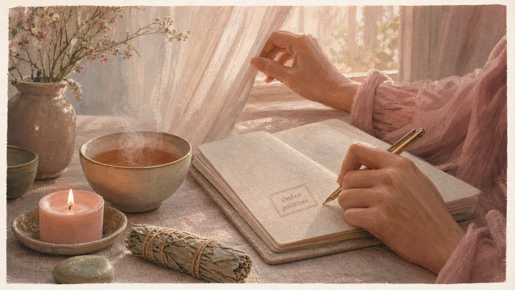 Envoyer des ondes positives : intention et gestes sur un carnet