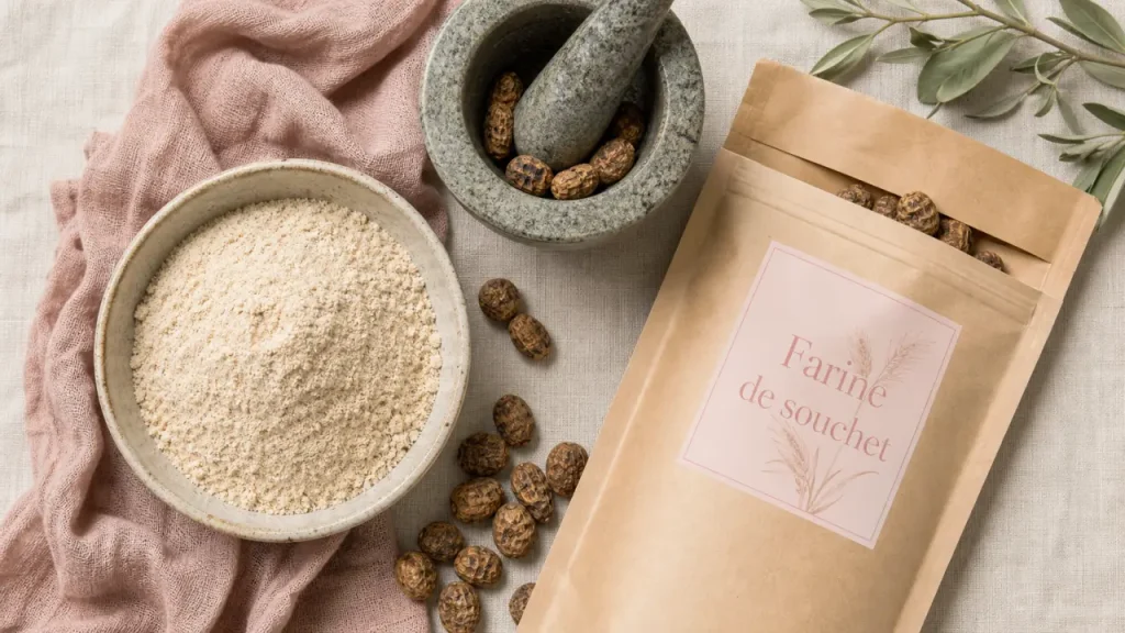 Farine de souchet : fibres, IG 35 et cuisine sans gluten
