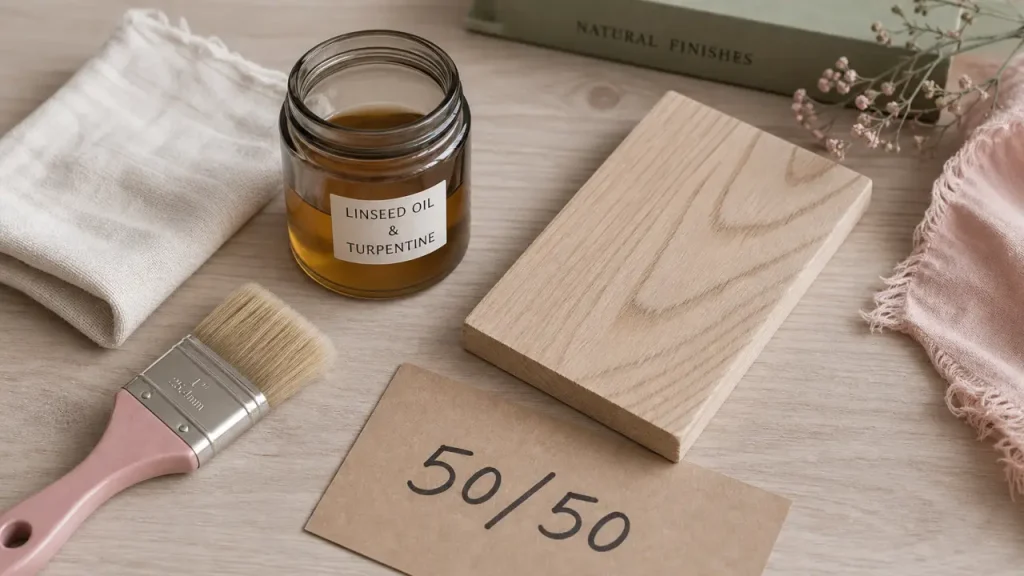 Huile de lin et essence de térébenthine : dosages 50/50, 70/30 et précautions pour le bois