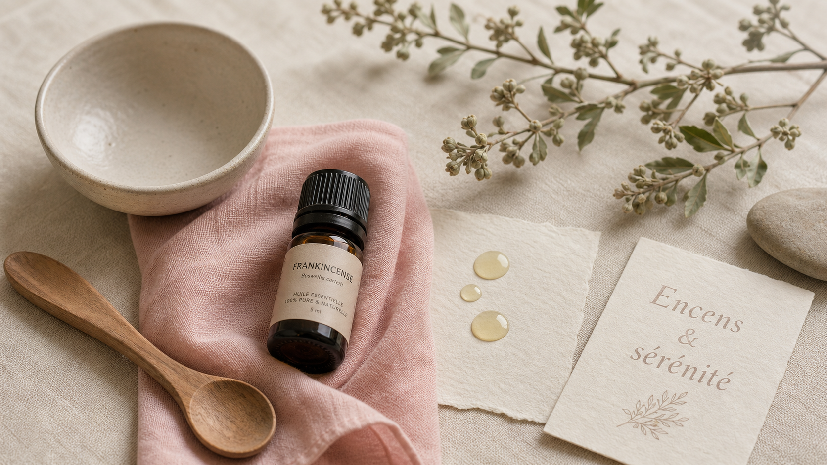 Huile essentielle encens bienfaits : fiole d’huile essentielle d’encens