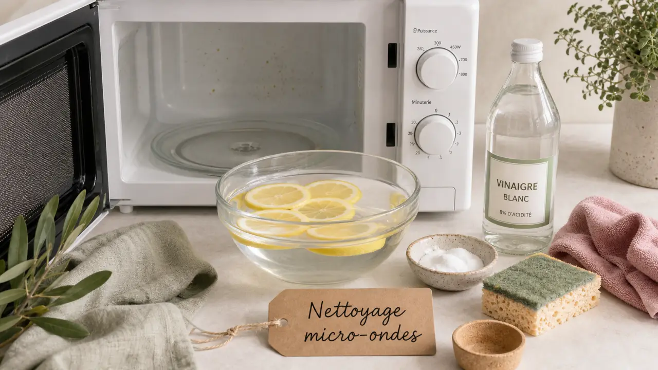 Nettoyage micro onde : vapeur avec citron et vinaigre dans le micro-ondes