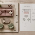 Aménager un salon rectangulaire : 70 cm de passage, canapé perpendiculaire, mur du fond