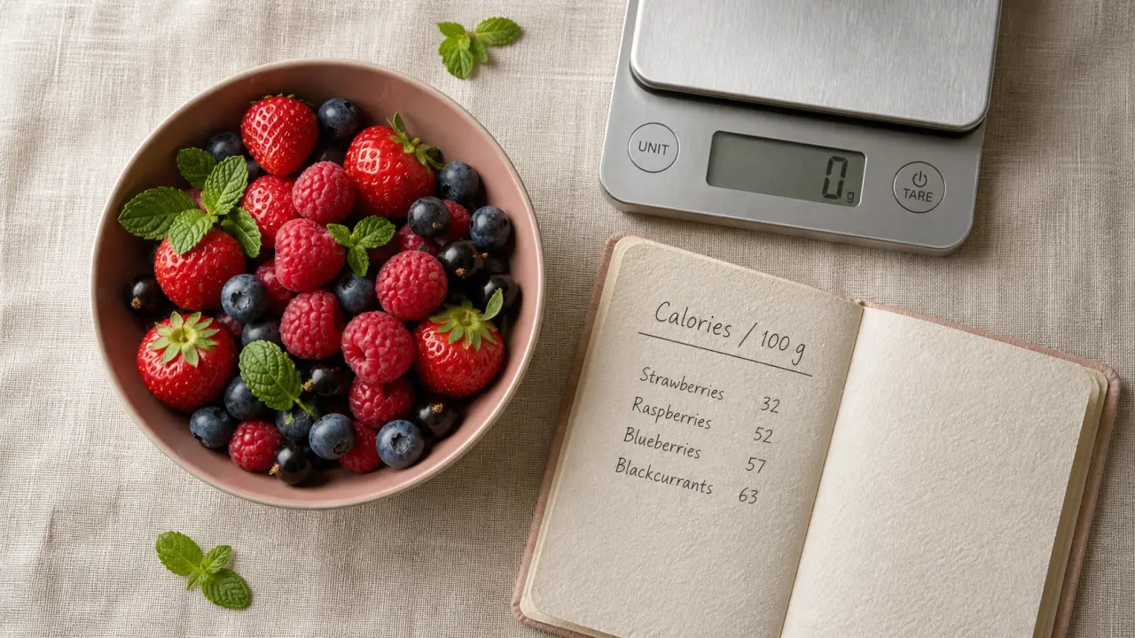 Calories fruits rouges : 38,1 kcal pour 100 g, bol de fruits rouges