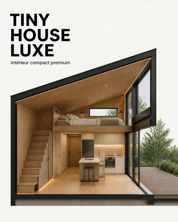 Tiny house luxe avec intérieur premium et terrasse