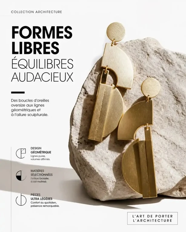 Boucles d'oreilles oversize tendance 2025 au design géométrique