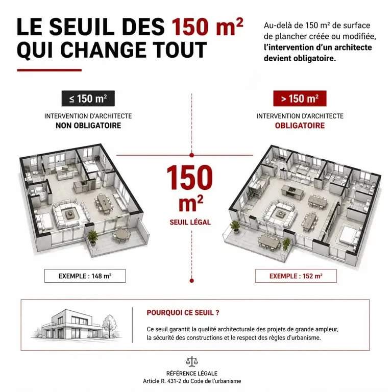 Seuil légal de 150m2 pour le recours à un architecte en rénovation