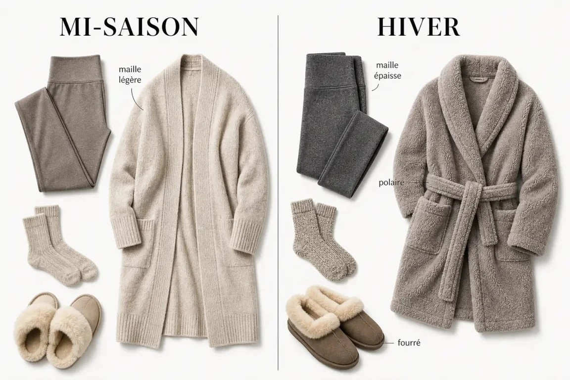 Sélection de pièces pour une tenue cocooning femme selon la saison