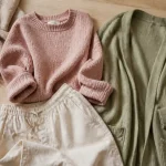 Tenue cocooning femme : ensemble homewear chaud sur table en bois