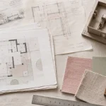 Architecte d'intérieur Lille : plans d’aménagement et échantillons de matières sur table
