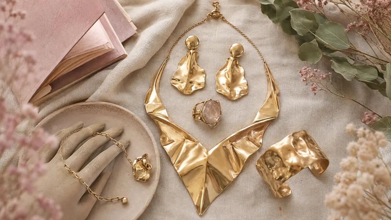 Bijoux tendance 2025 : bijoux oversize et pierres naturelles, collier et boucles XXL