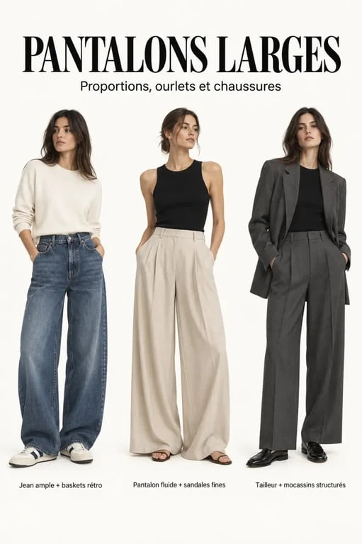 Quelles chaussures mettre avec un pantalon large : baskets, sandales et mocassins selon le style