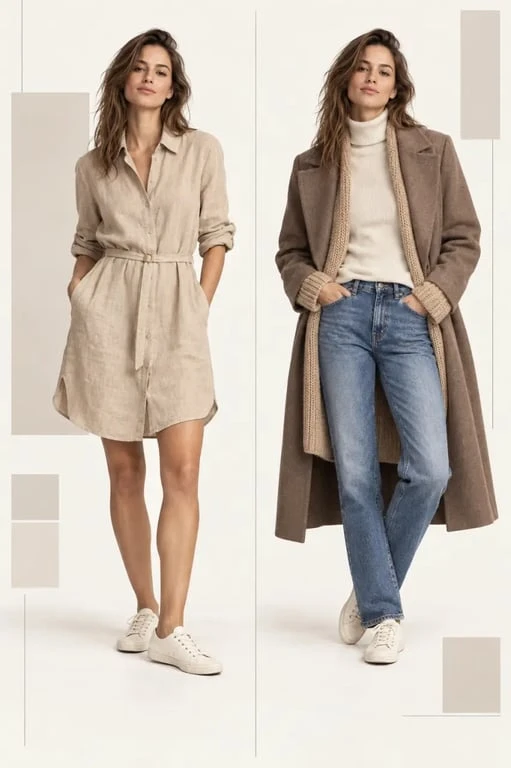 Tenue décontractée femme adaptée à l'été et à l'hiver