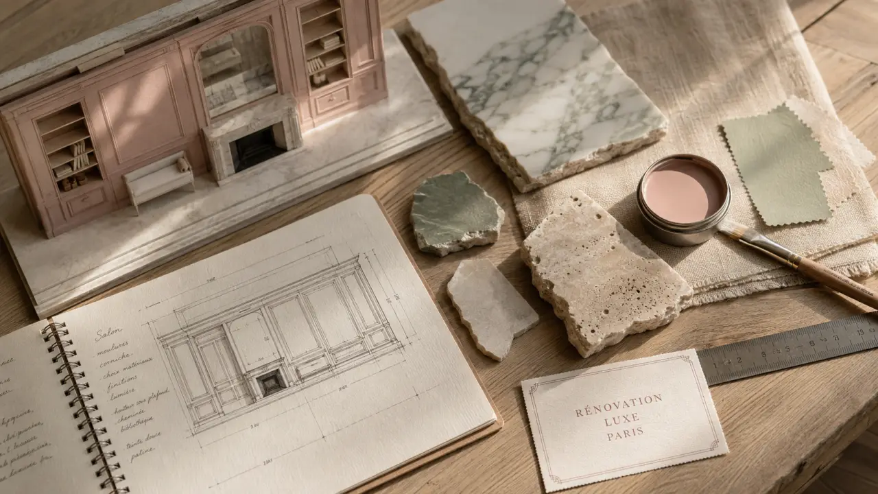Entreprise de rénovation d'intérieur de luxe à Paris, rénovation haussmannienne intérieure en cours
