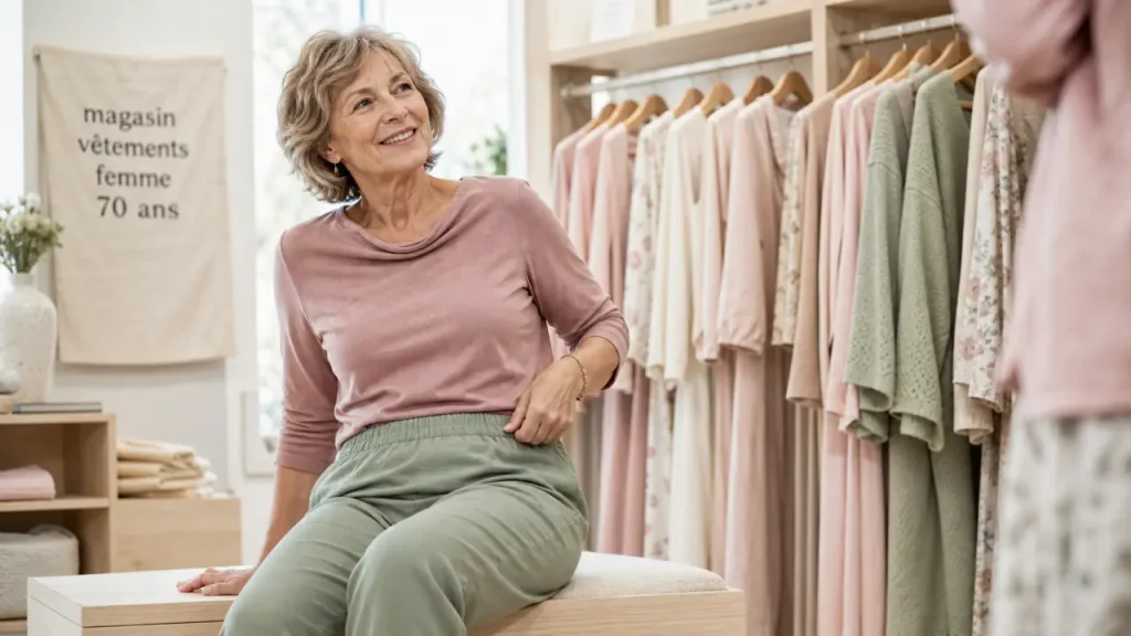Magasin vêtement femme 70 ans : coupes faciles, matières douces et tailles jusqu’au 58